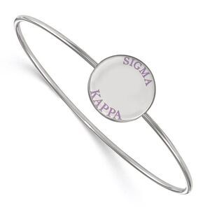 Sterling Silver Sigma Kappa Enamel Purple Letters Bangle - 7 in.